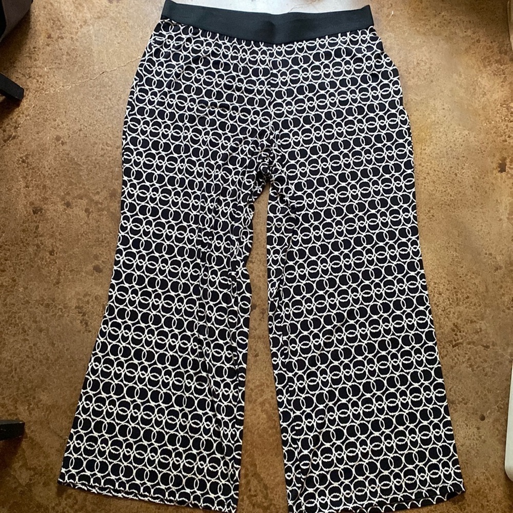 ALFANI plus black and white rings wide leg palazzo pants